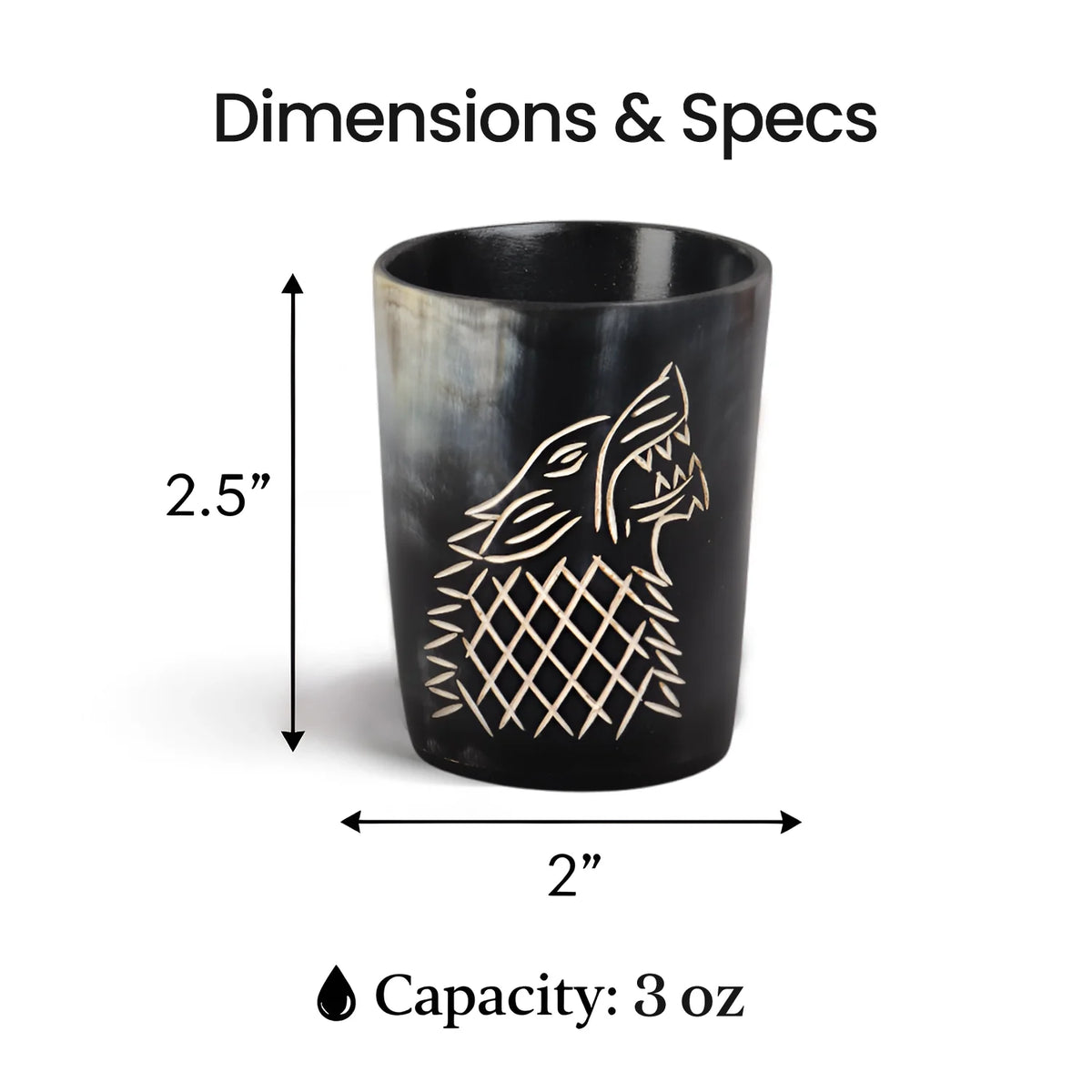 Viking Wolf Real Horn Shot Glasses | Set of 4, 8 or 12