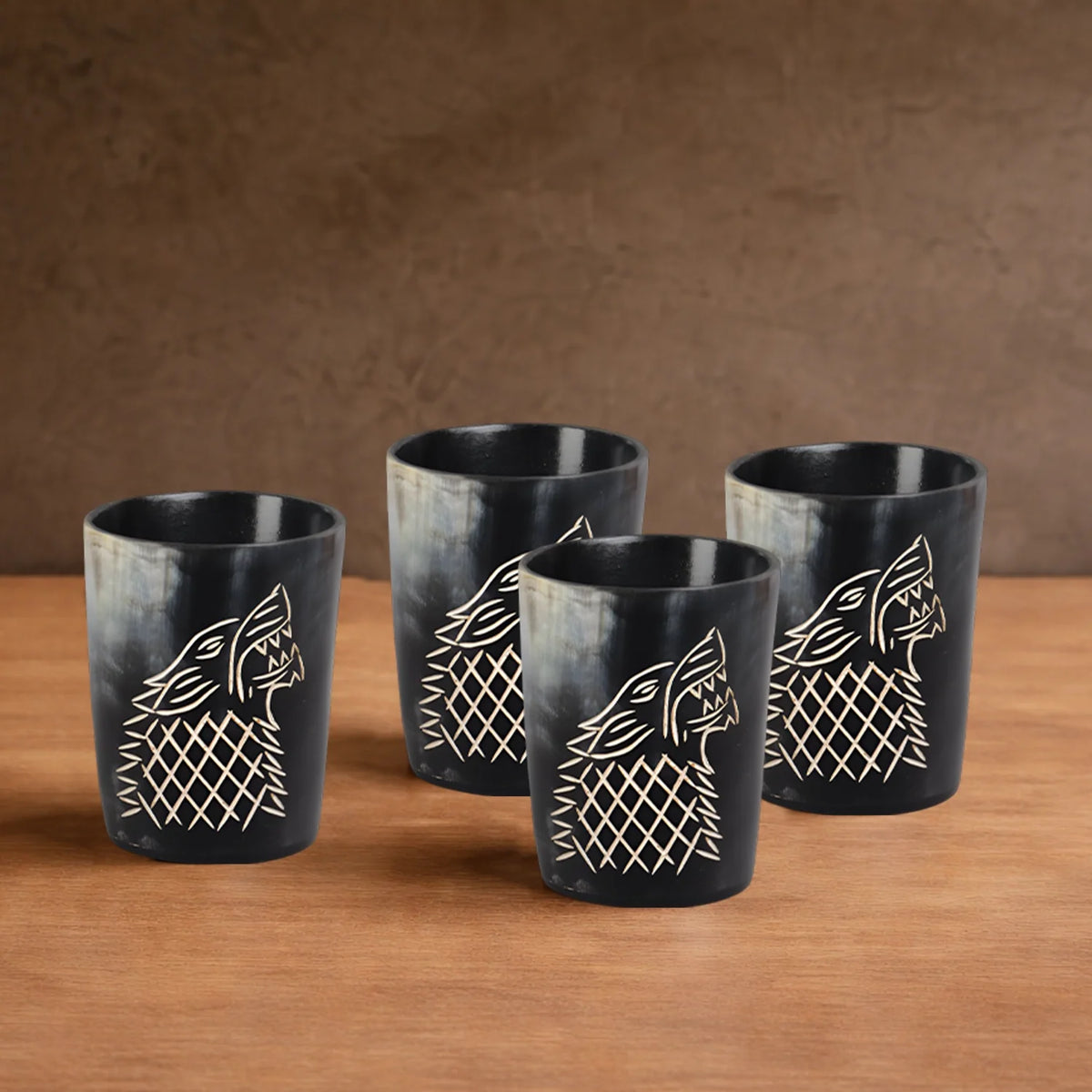 Viking Wolf Real Horn Shot Glasses | Set of 4, 8 or 12