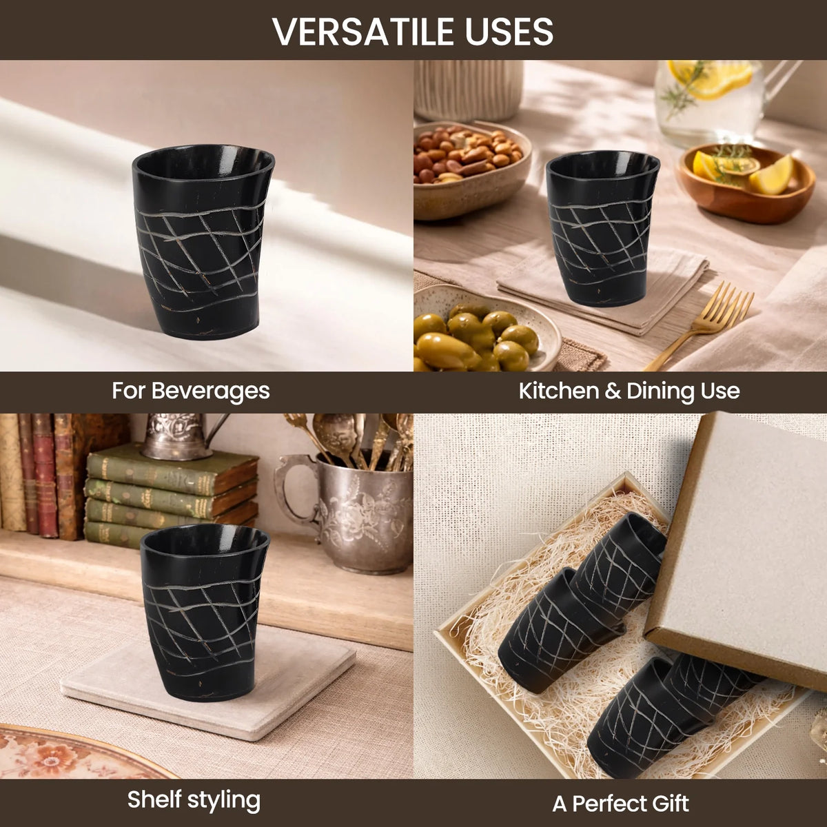 Web Real Horn Shot Glasses | Set of 4, 8 or 12