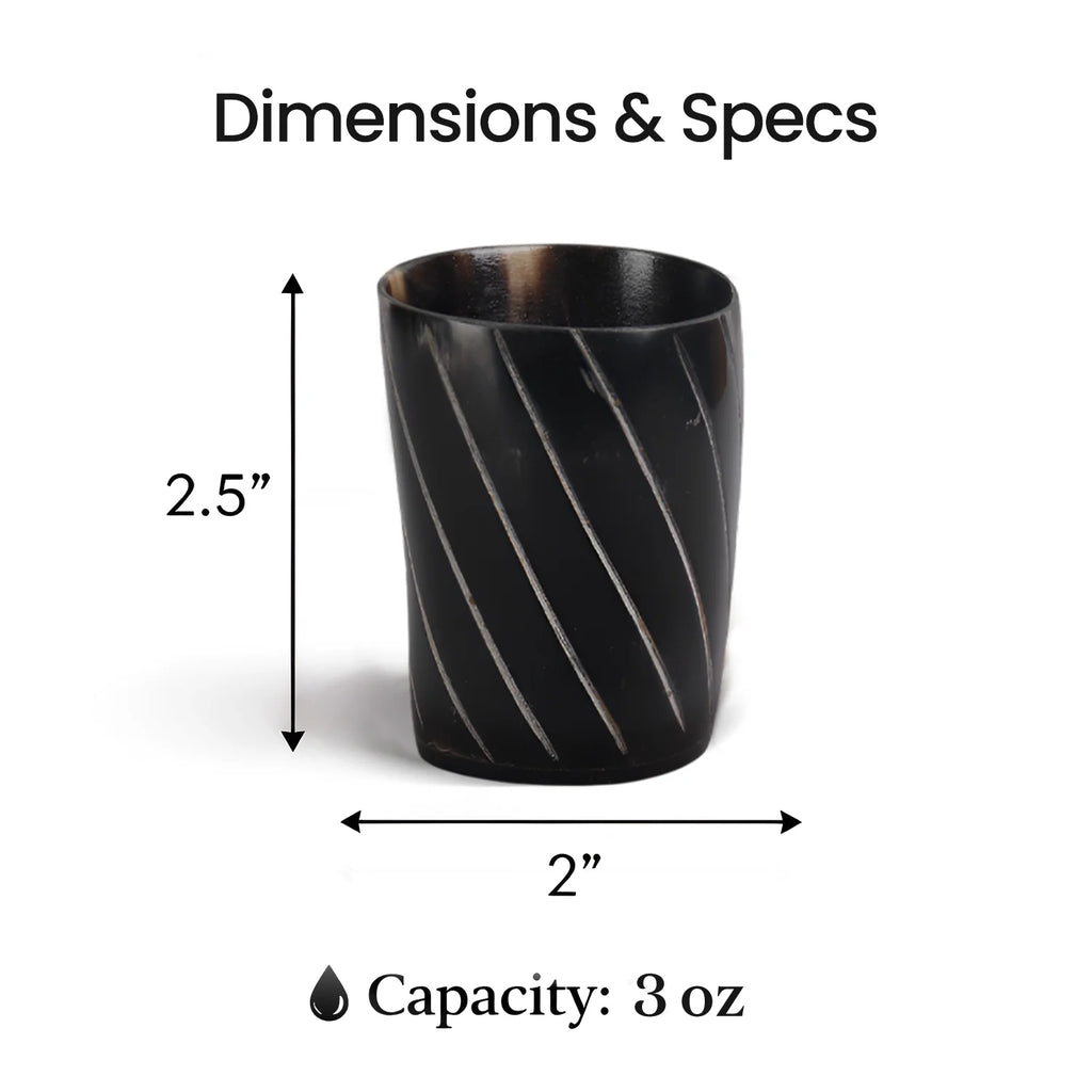 Twist Real Horn Shot Glasses | Set of 4, 8 or 12