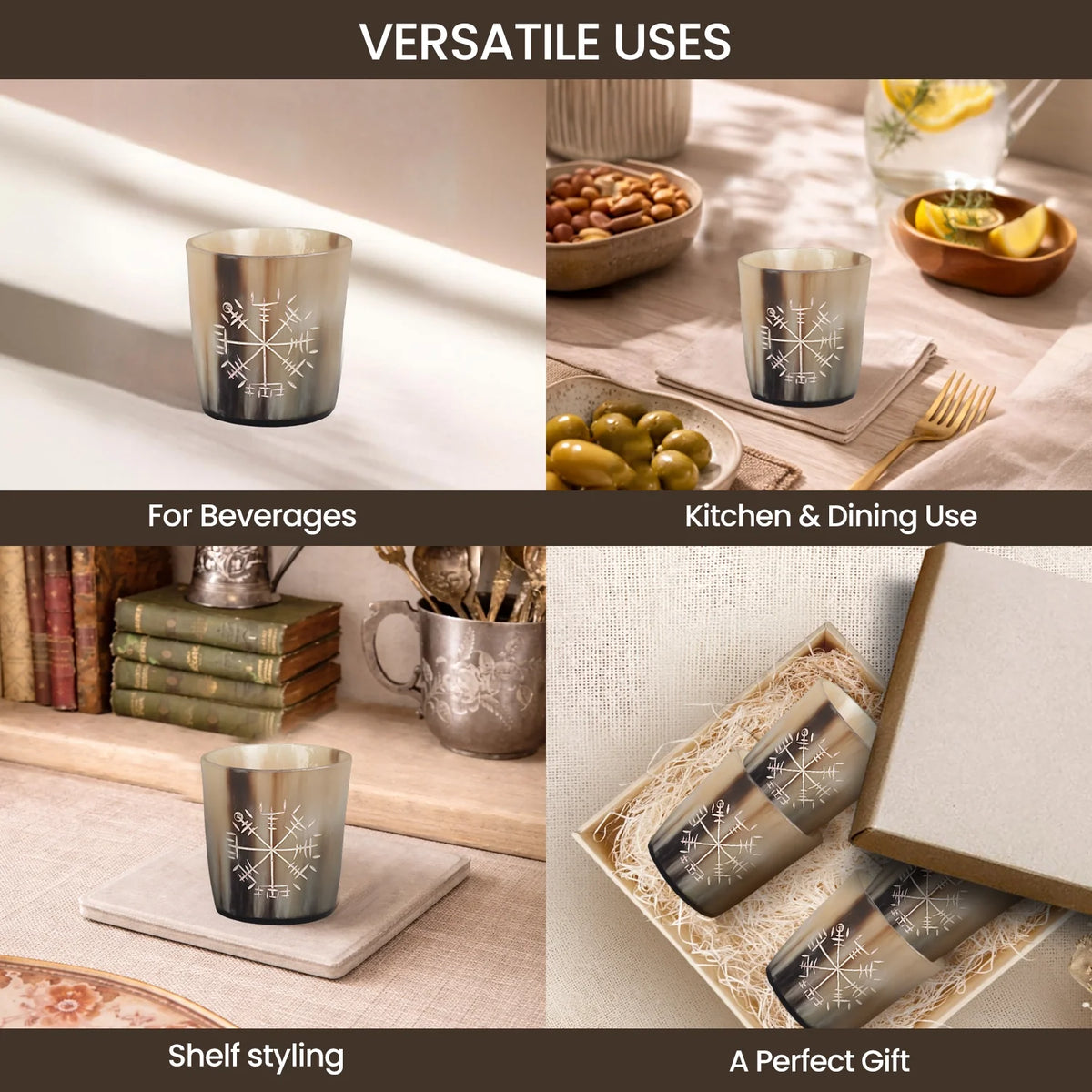 Wayfinder Real Horn Shot Glasses | Set of 4, 8 or 12