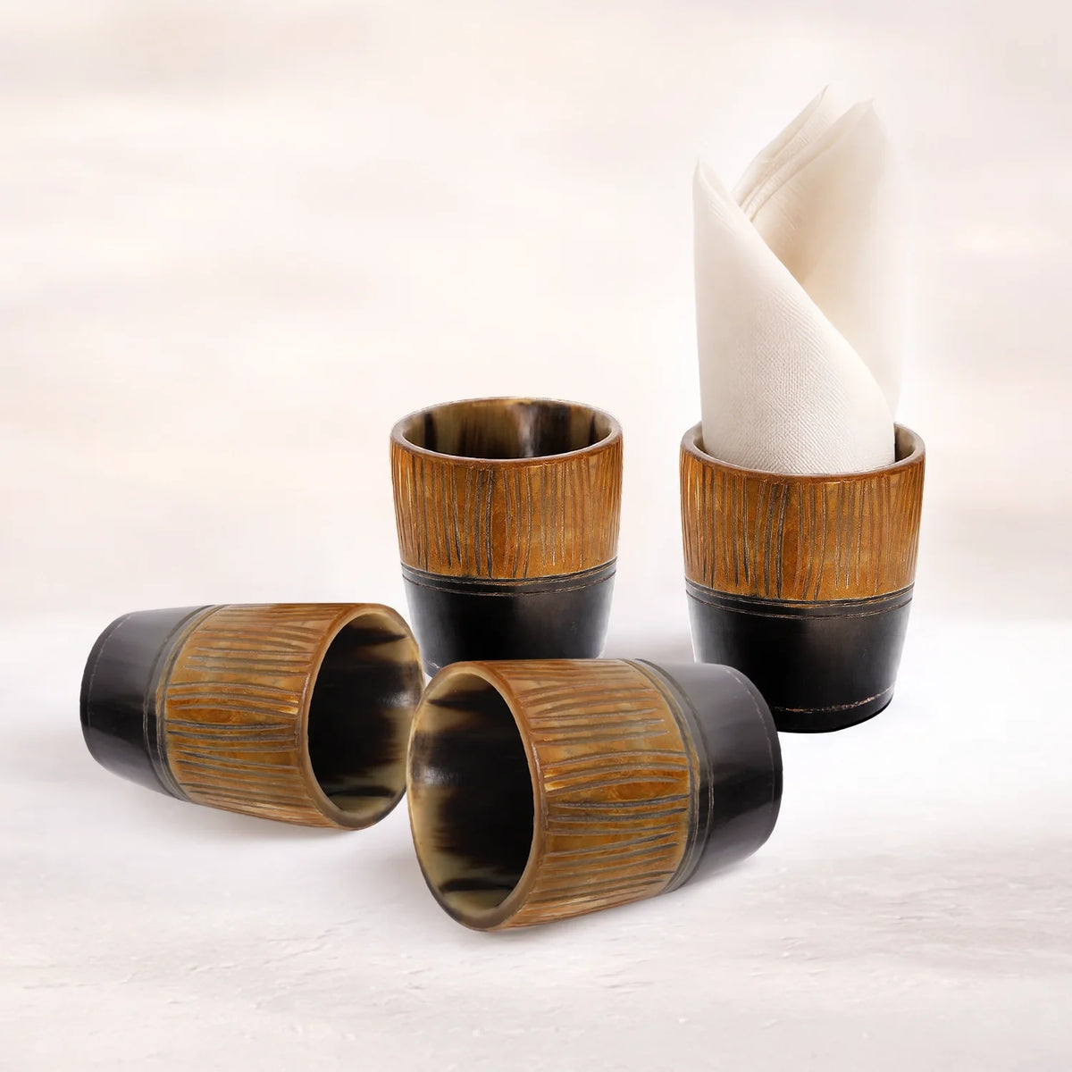Stripes Real Horn Shot Glasses | Set of 4, 8 or 12