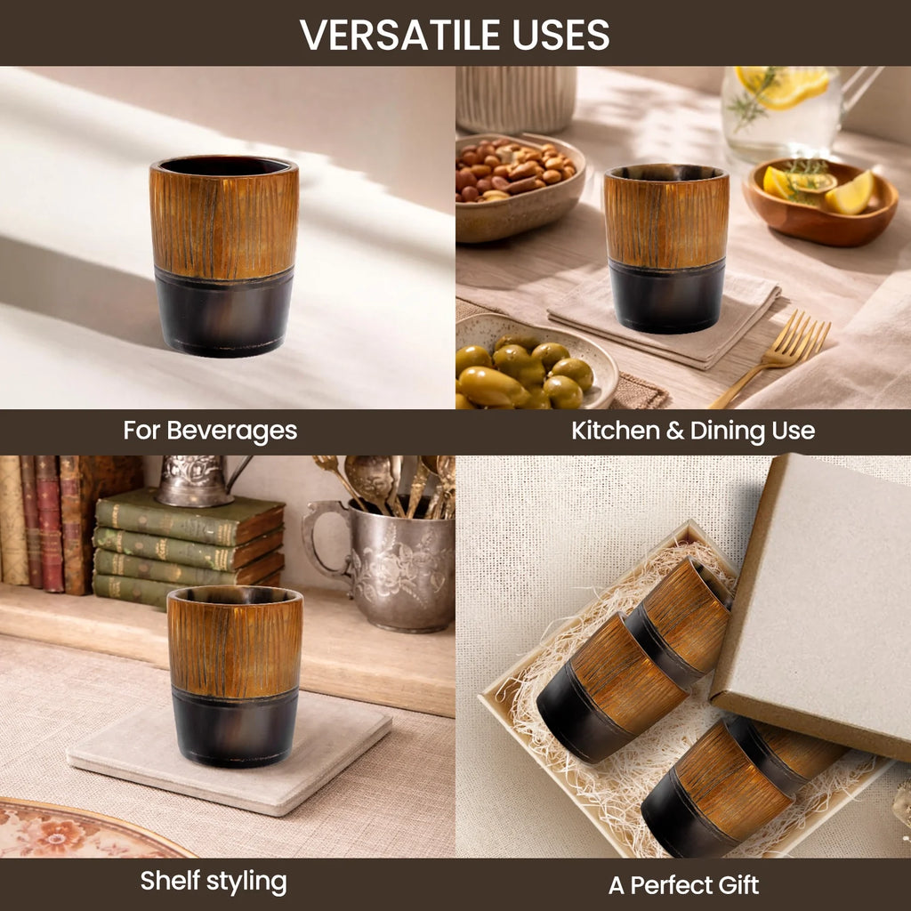 Stripes Real Horn Shot Glasses | Set of 4, 8 or 12