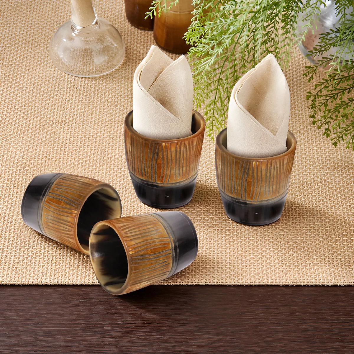 Stripes Real Horn Shot Glasses | Set of 4, 8 or 12