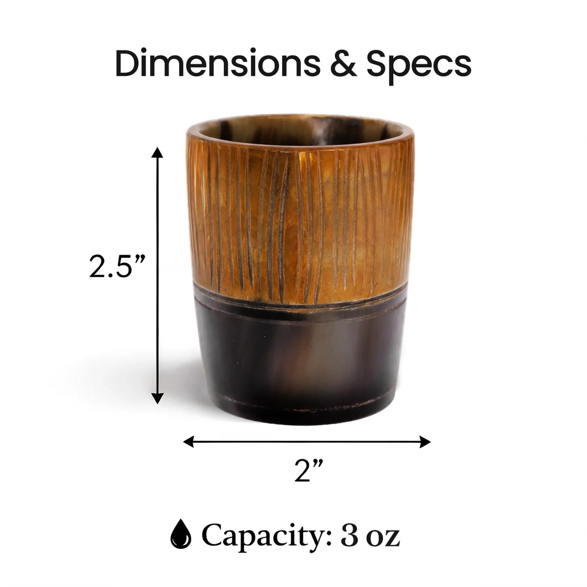 Stripes Real Horn Shot Glasses | Set of 4, 8 or 12