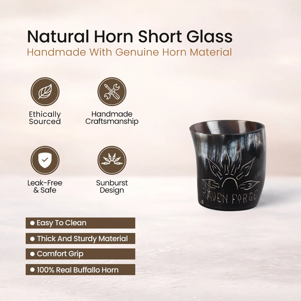Sunburst Real Horn Shot Glasses | Set of 4, 8 or 12