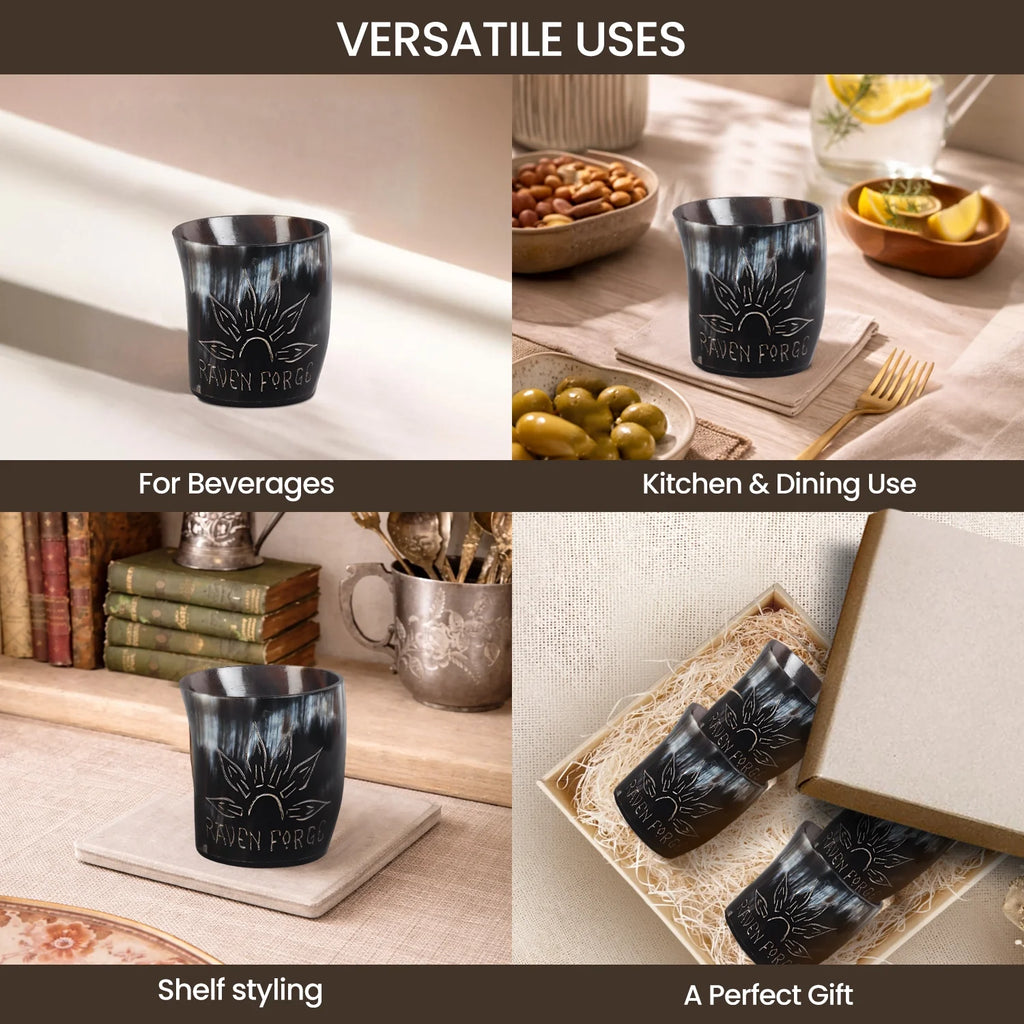 Sunburst Real Horn Shot Glasses | Set of 4, 8 or 12