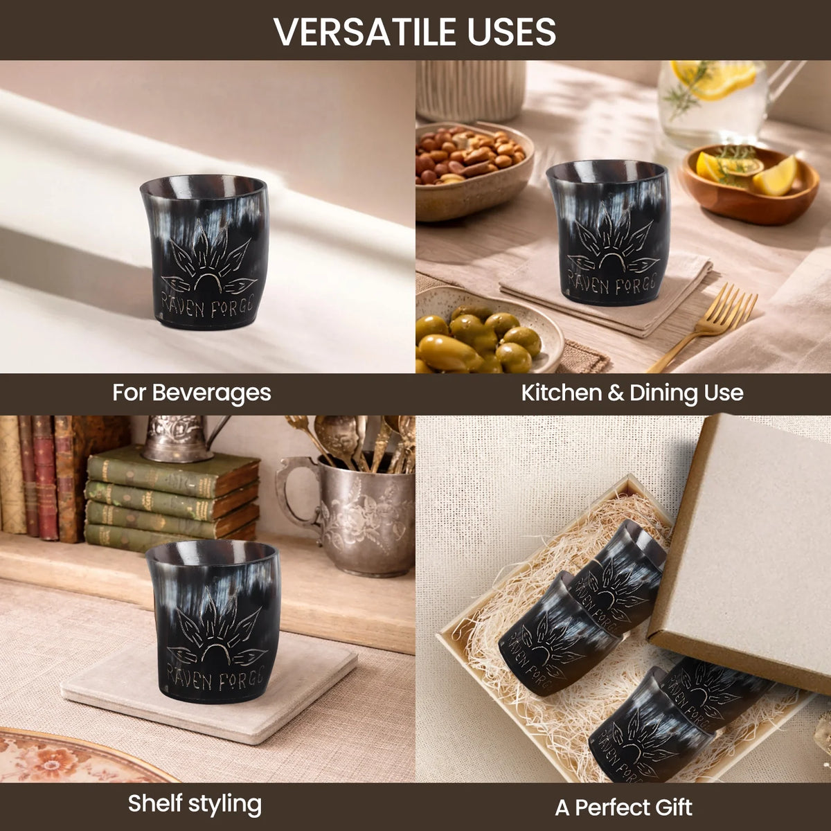 Sunburst Real Horn Shot Glasses | Set of 4, 8 or 12