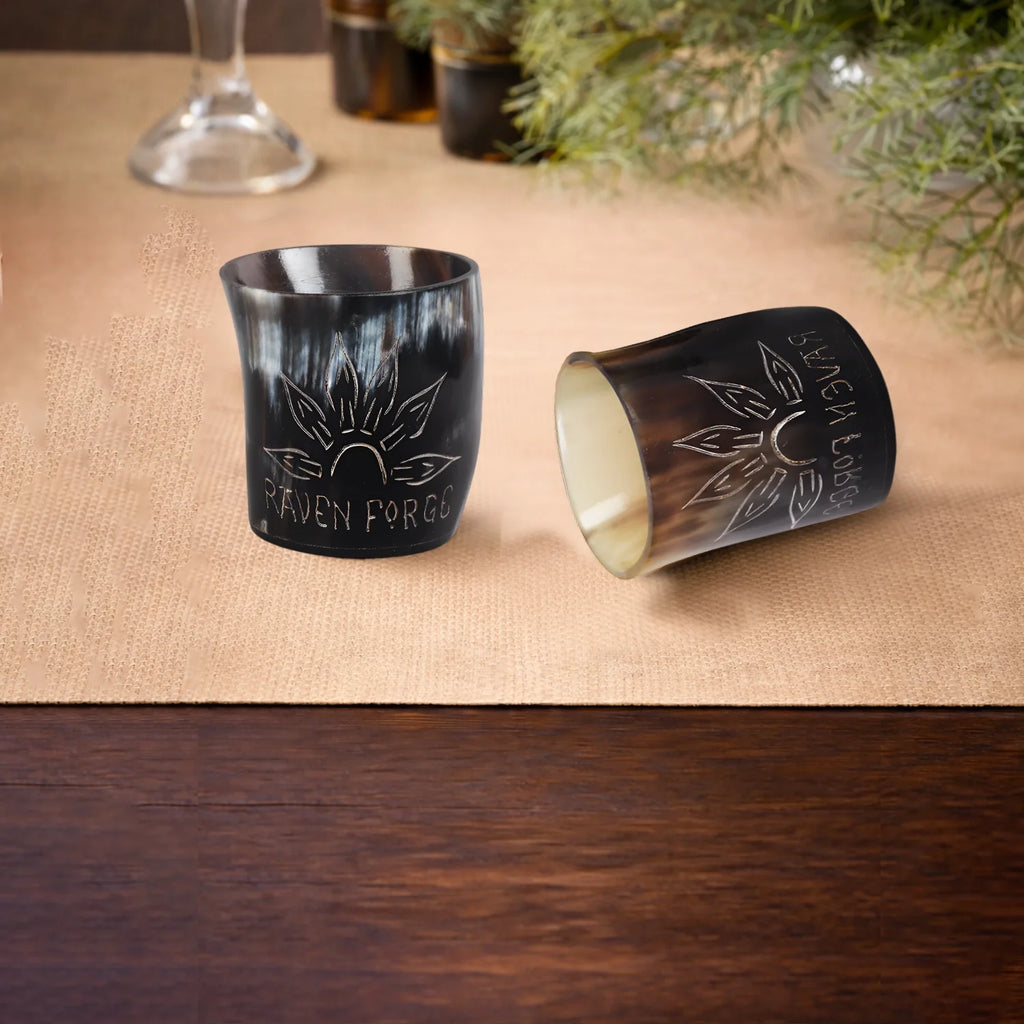 Sunburst Real Horn Shot Glasses | Set of 4, 8 or 12