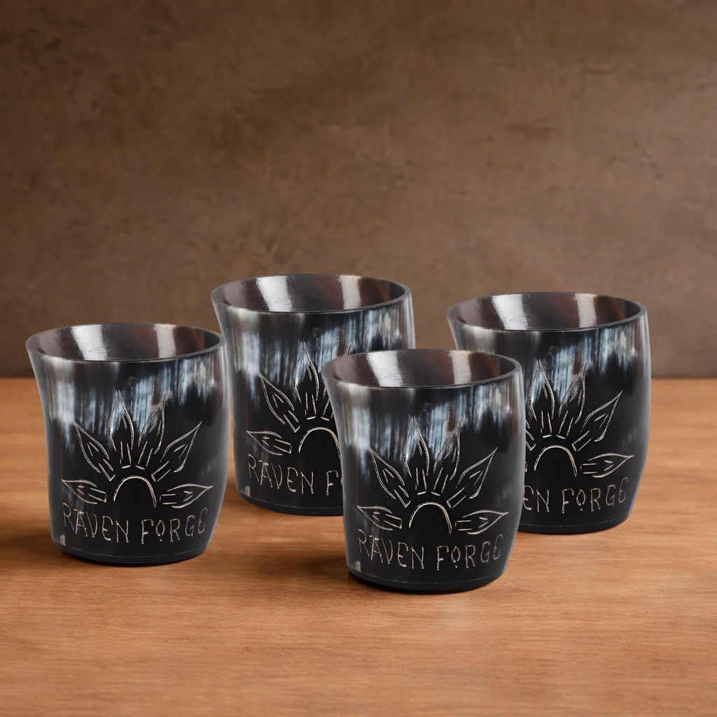 Sunburst Real Horn Shot Glasses | Set of 4, 8 or 12