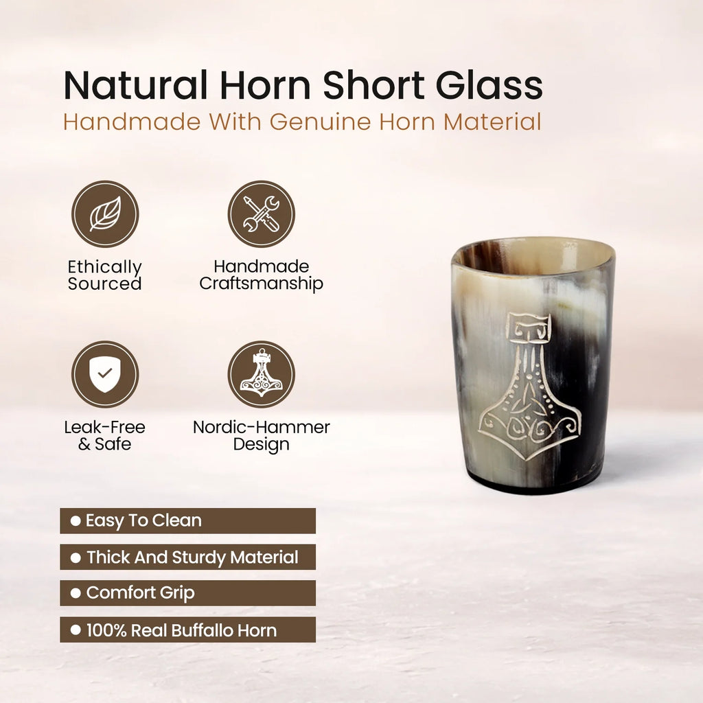 Nordic Hammer Real Horn Shot Glasses | Set of 4, 8 or 12