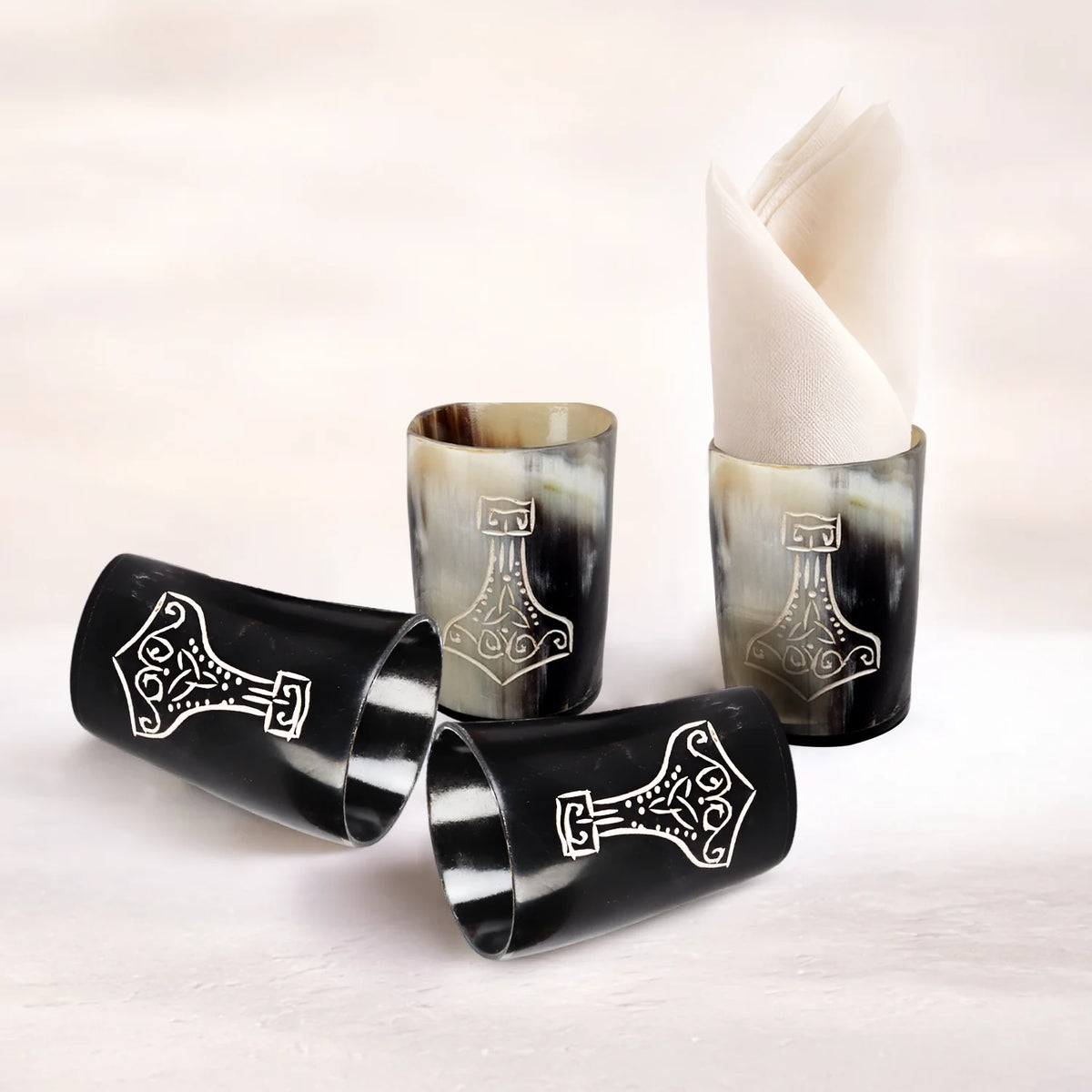 Nordic Hammer Real Horn Shot Glasses | Set of 4, 8 or 12