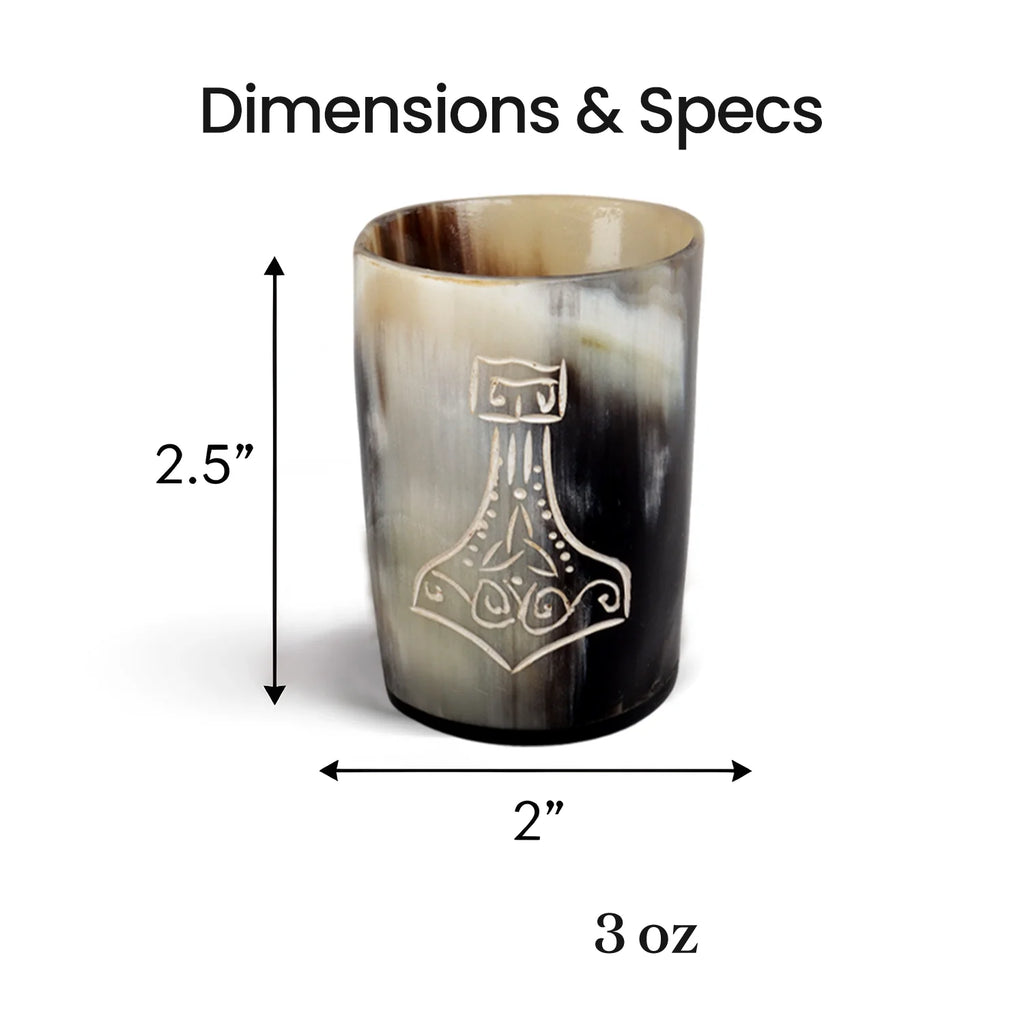Nordic Hammer Real Horn Shot Glasses | Set of 4, 8 or 12