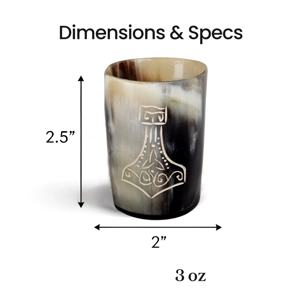 Nordic Hammer Real Horn Shot Glasses | Set of 4, 8 or 12