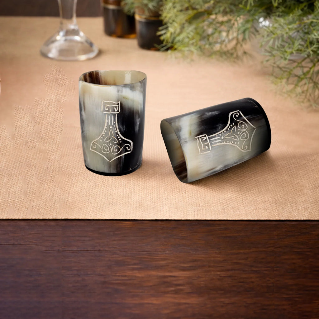 Nordic Hammer Real Horn Shot Glasses | Set of 4, 8 or 12