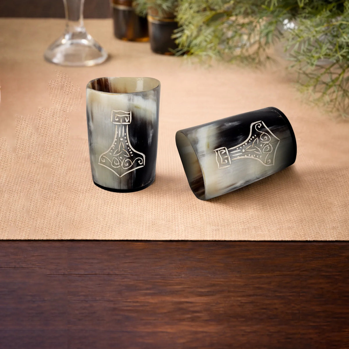 Nordic Hammer Real Horn Shot Glasses | Set of 4, 8 or 12