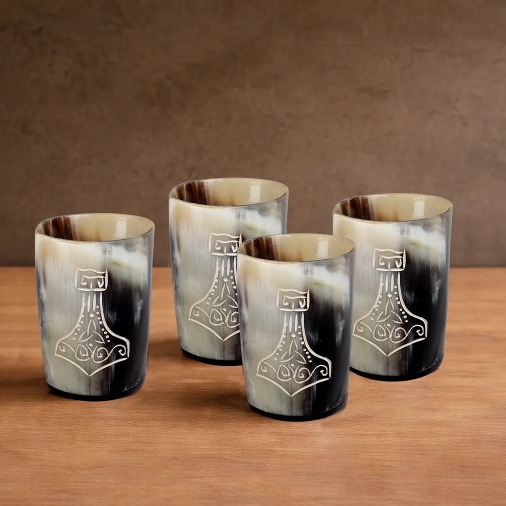 Nordic Hammer Real Horn Shot Glasses | Set of 4, 8 or 12