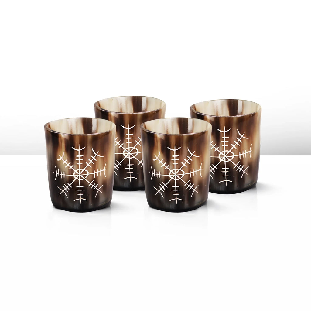 Nordic Compass Real Horn Shot Glasses | Set of 4, 8 or 12