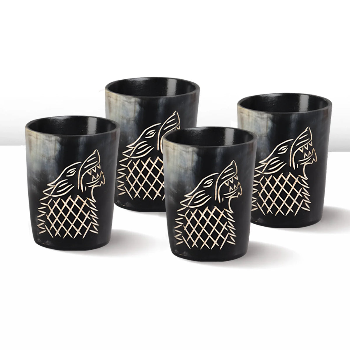 Viking Wolf Real Horn Shot Glasses | Set of 4, 8 or 12
