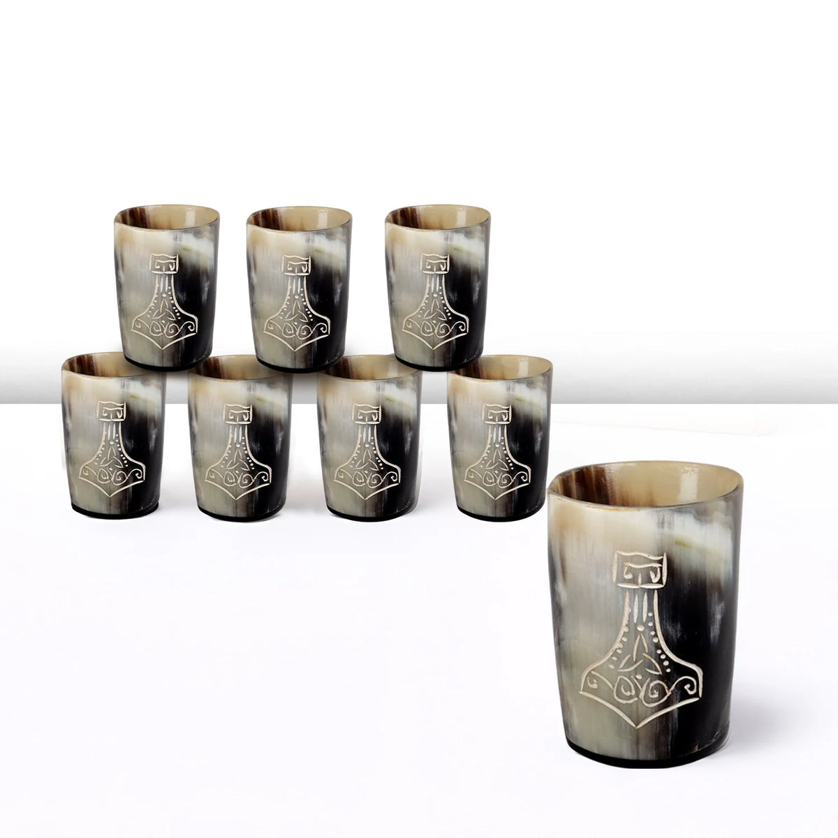 Nordic Hammer Real Horn Shot Glasses | Set of 4, 8 or 12