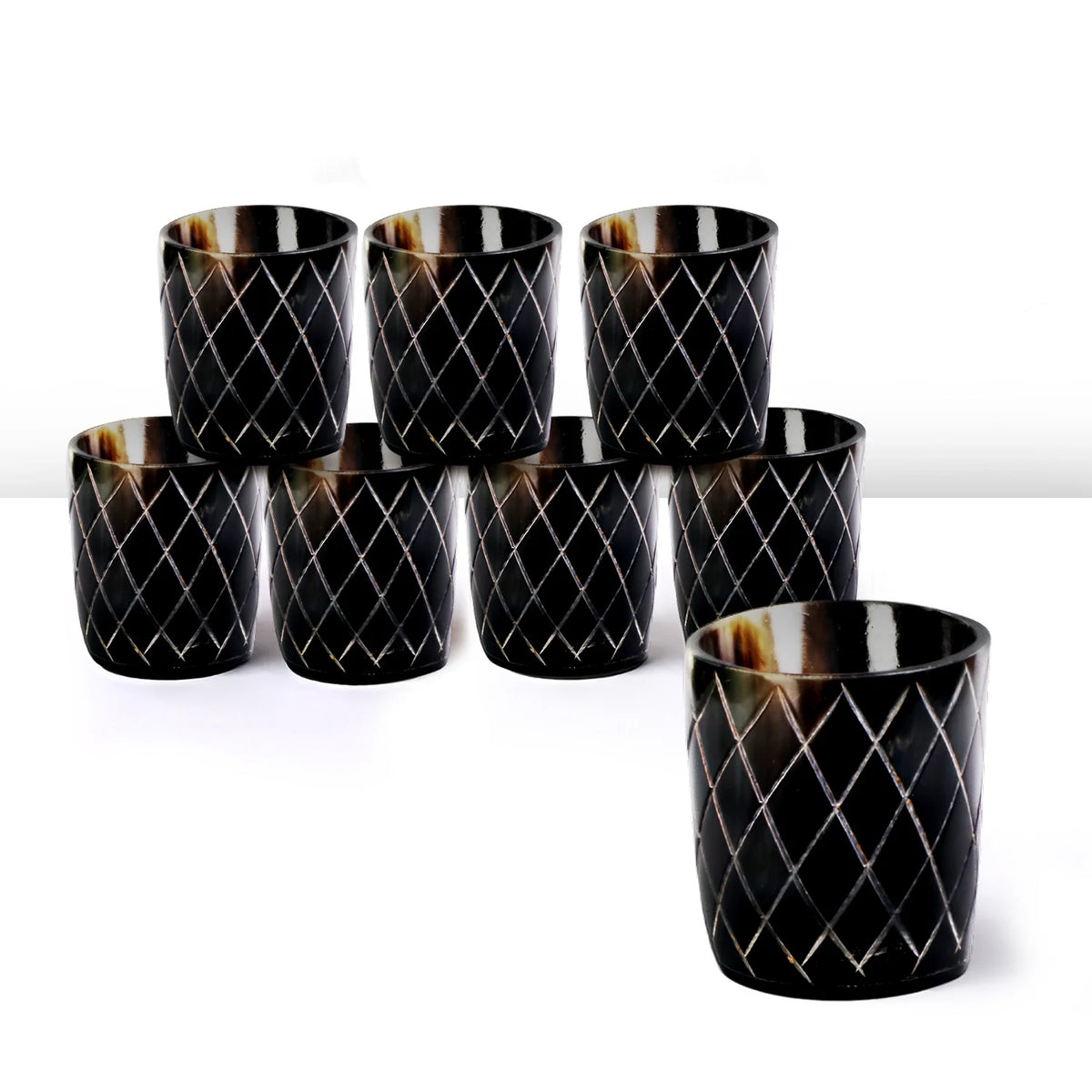 Crisscross Real Horn Shot Glasses | Set of 4, 8 or 12