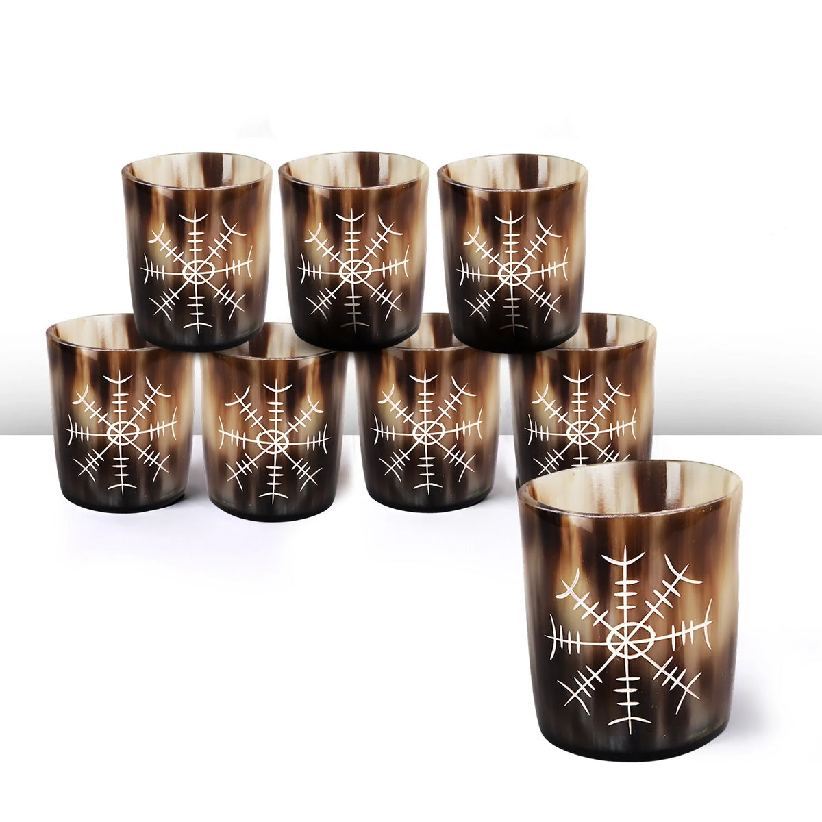 Nordic Compass Real Horn Shot Glasses | Set of 4, 8 or 12