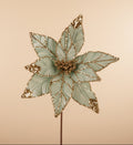 Mint & Champagne Glitter Poinsettia Christmas Pick