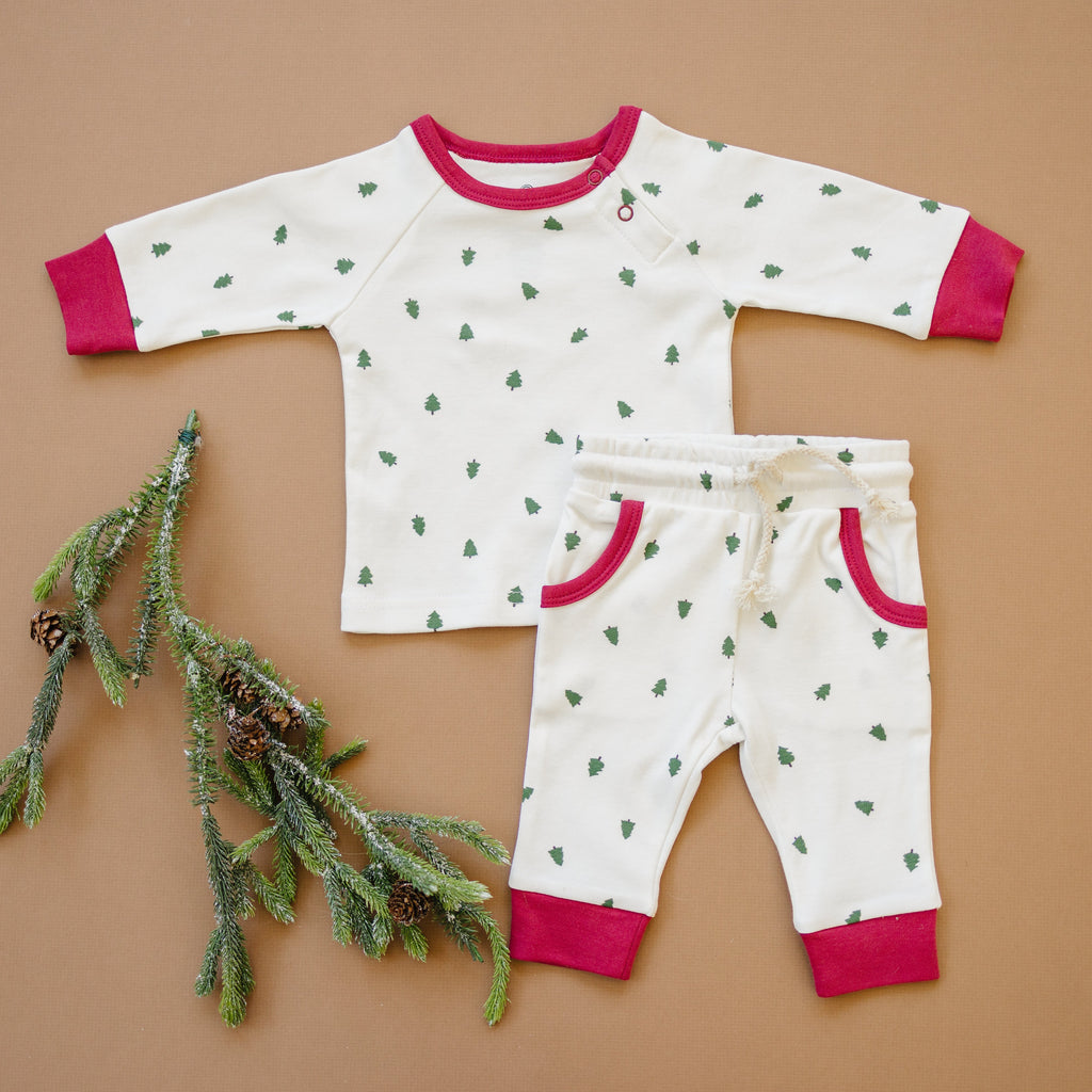 Tiny Trees Christmas Organic Cotton Baby Pajama Set