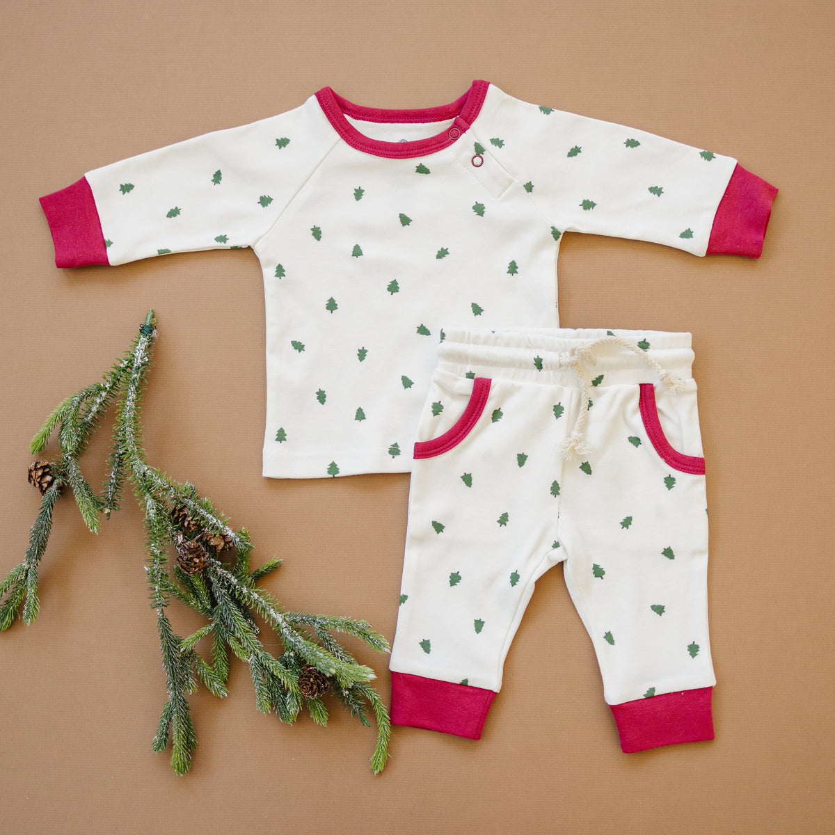 Tiny Trees Christmas Organic Cotton Baby Pajama Set