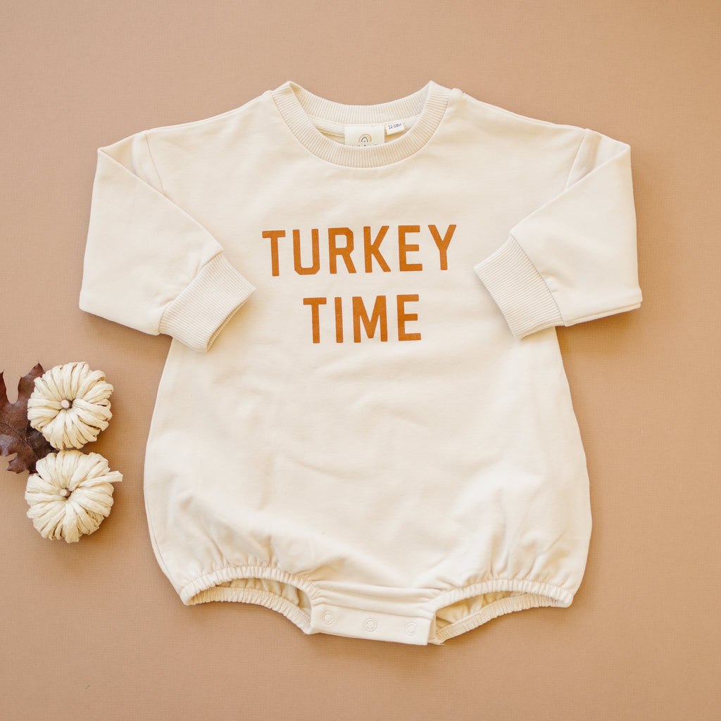 Turkey Time Thanksgiving Organic Cotton Baby Romper