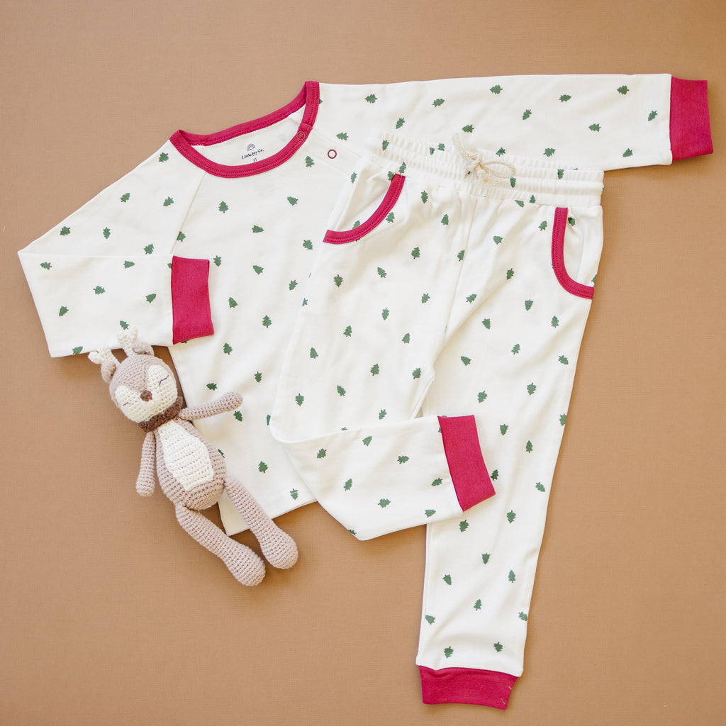 Tiny Trees Christmas Organic Cotton Baby Pajama Set