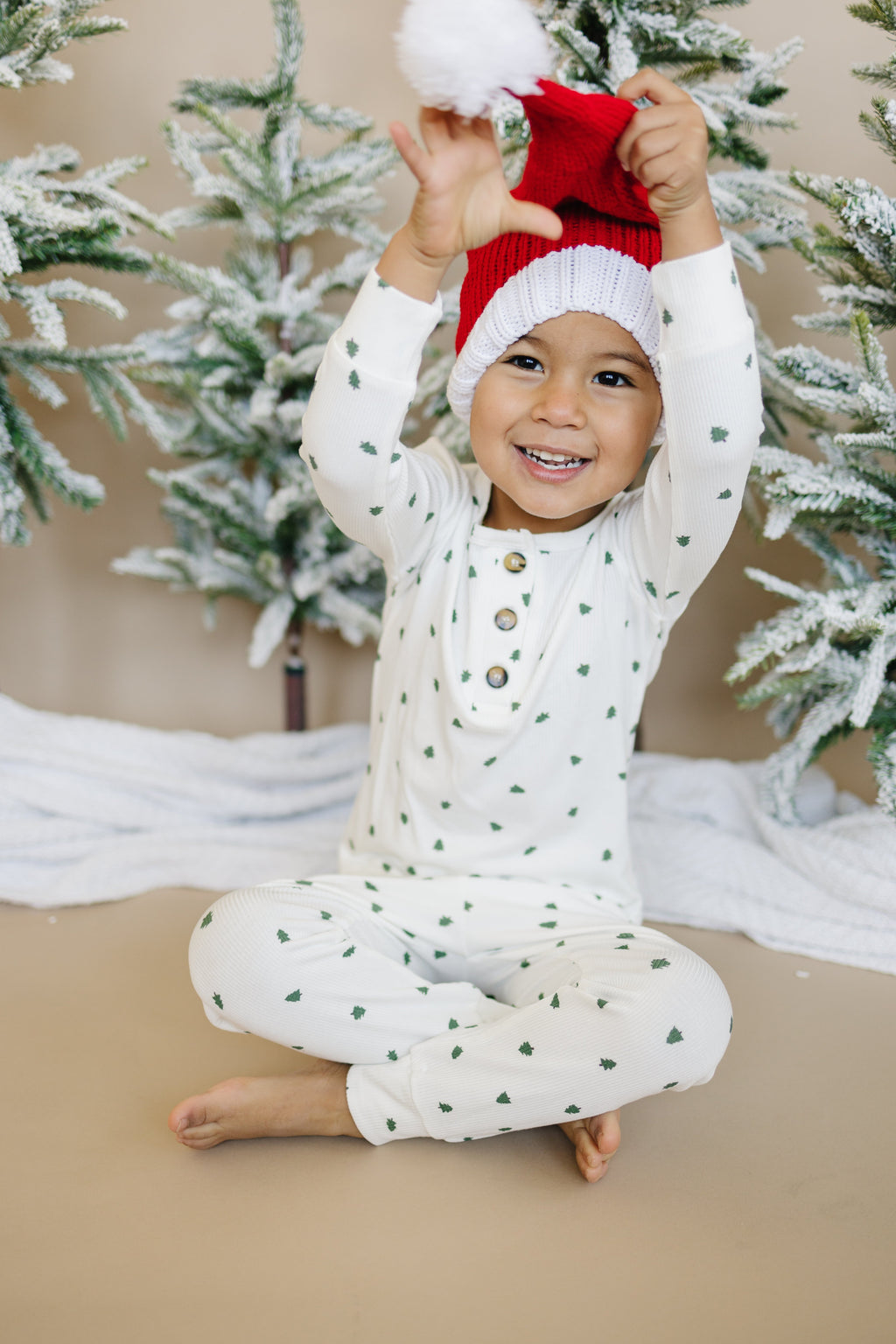 Tiny Trees Christmas Ribbed Bamboo 2pc Henley Pajamas