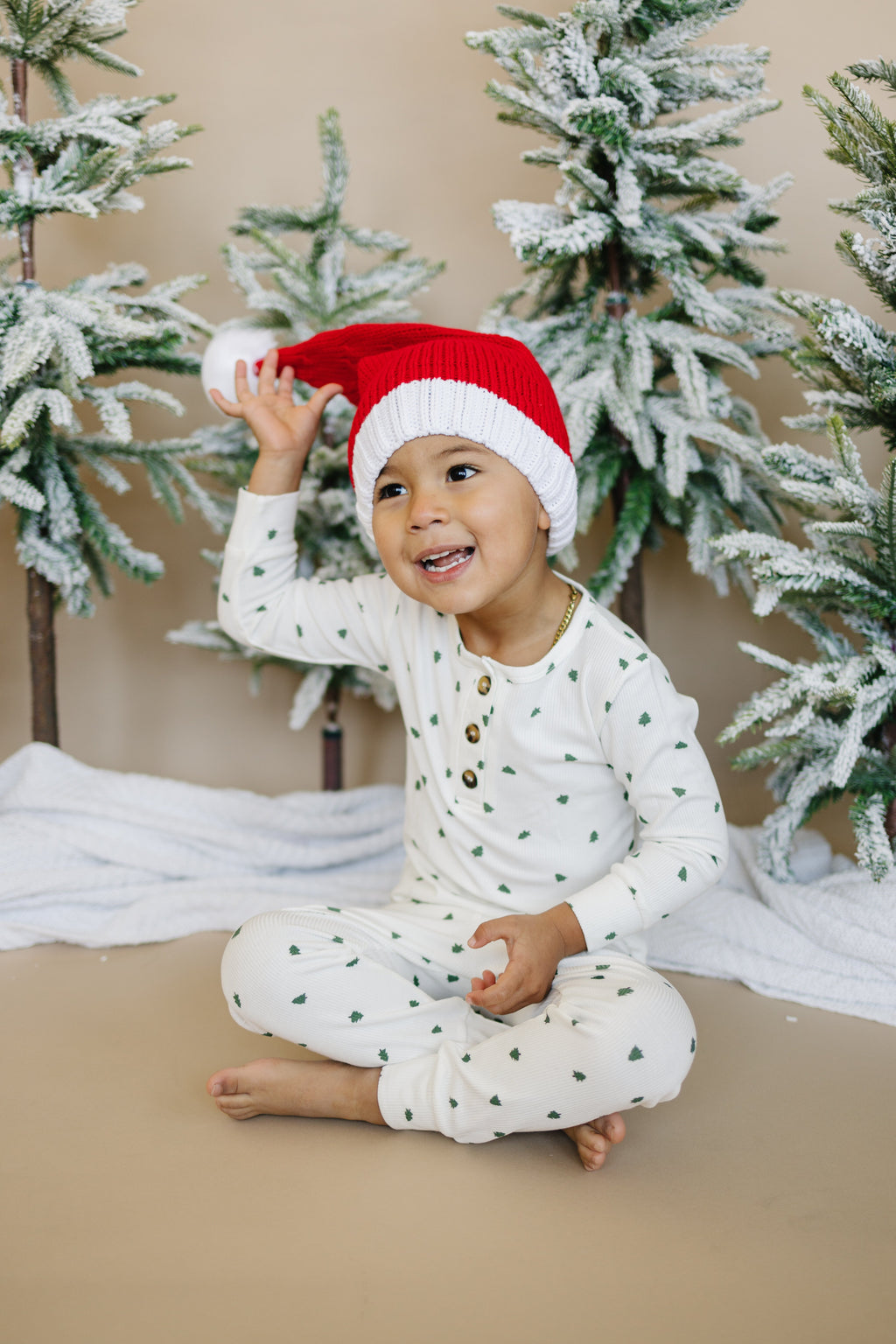 Tiny Trees Christmas Ribbed Bamboo 2pc Henley Pajamas
