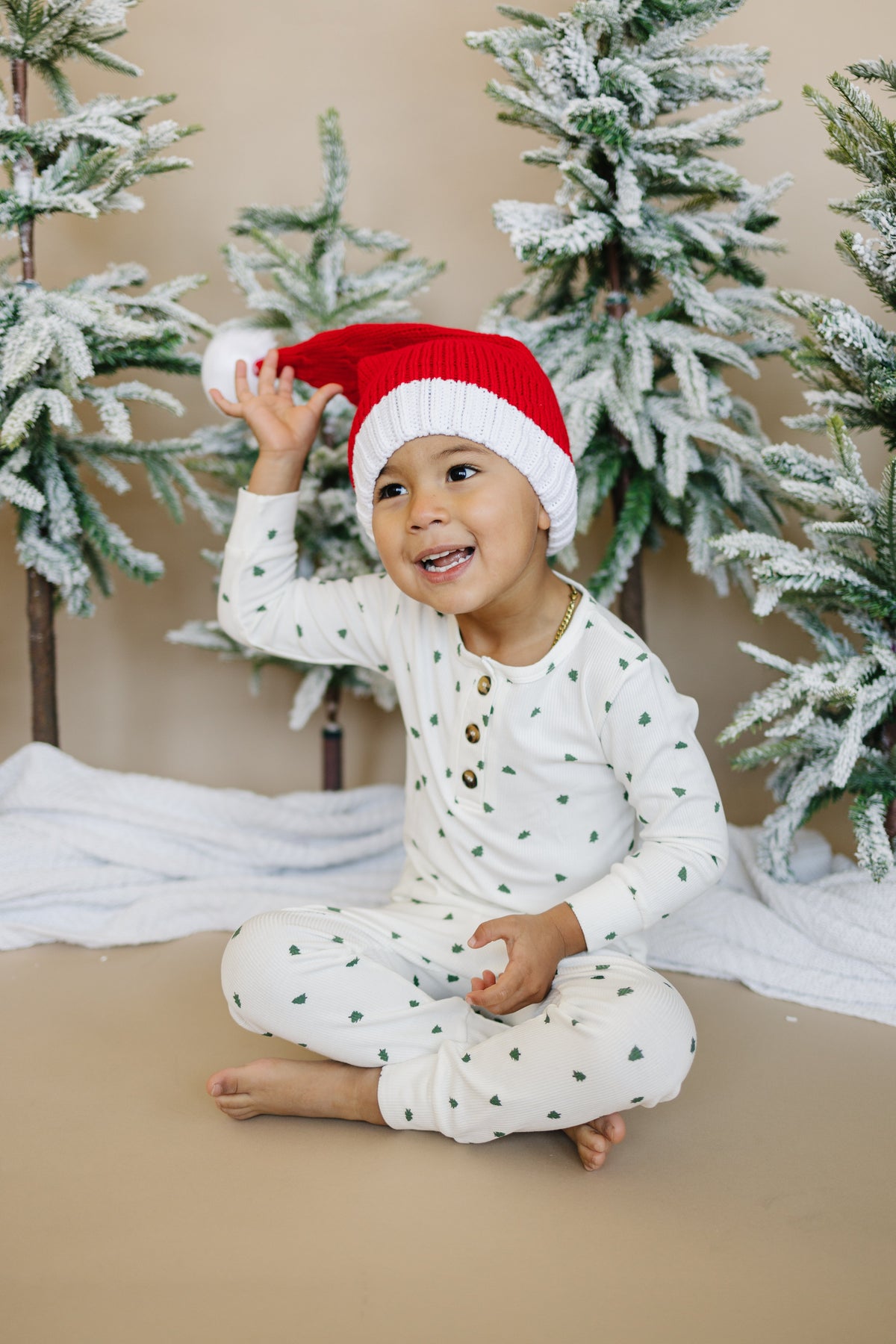 Tiny Trees Christmas Ribbed Bamboo 2pc Henley Pajamas