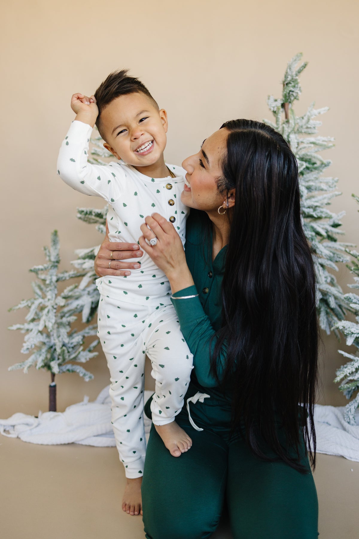 Tiny Trees Christmas Ribbed Bamboo 2pc Henley Pajamas