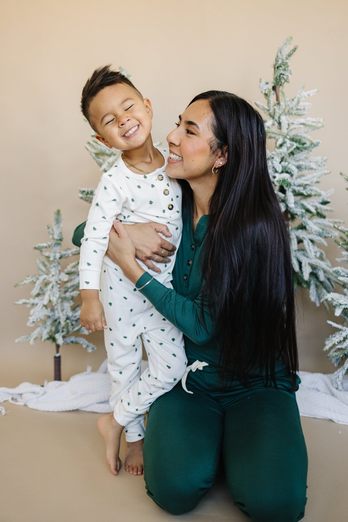 Tiny Trees Christmas Ribbed Bamboo 2pc Henley Pajamas