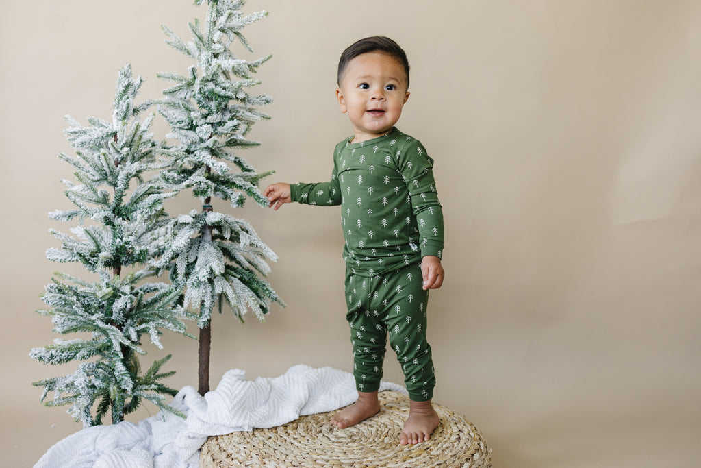 Kids Christmas Tree Bamboo Pajamas – 2 Piece Set