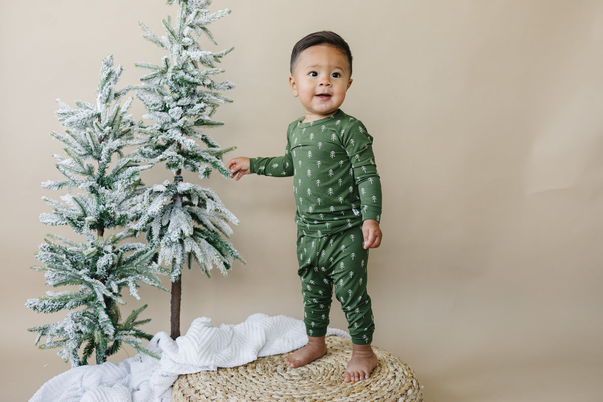 Kids Christmas Tree Bamboo Pajamas – 2 Piece Set