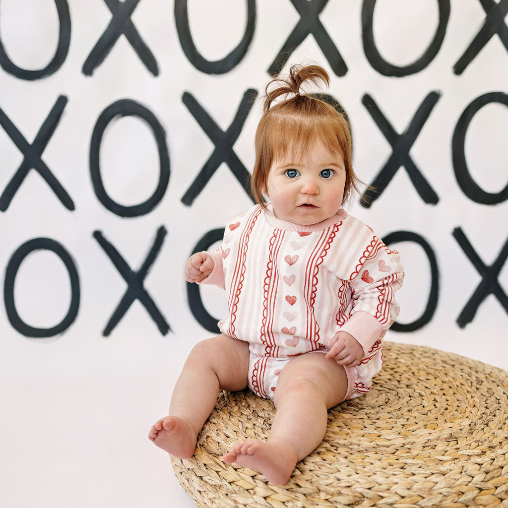 Laced with Love Plaid Heart Baby Sweatshirt Romper