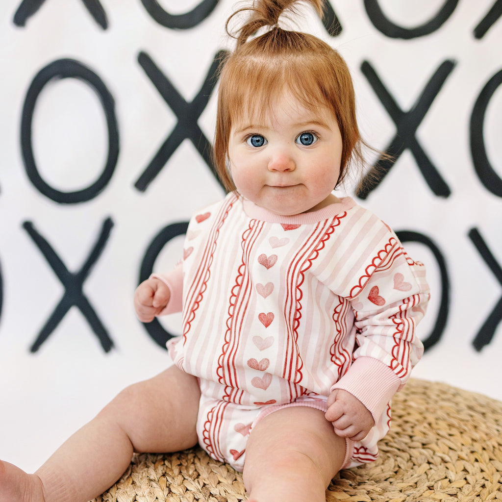 Laced with Love Plaid Heart Baby Sweatshirt Romper