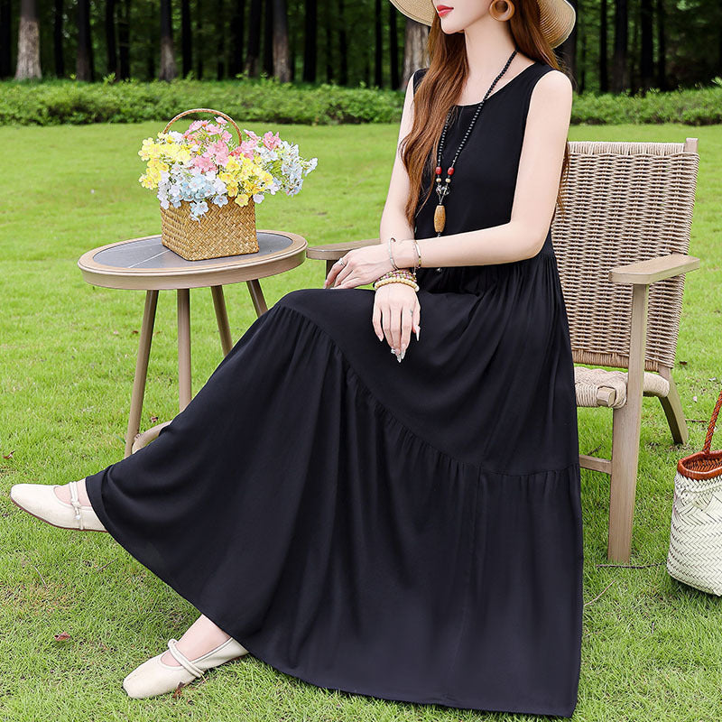 Robe d'été en soie et coton à porter en extérieur