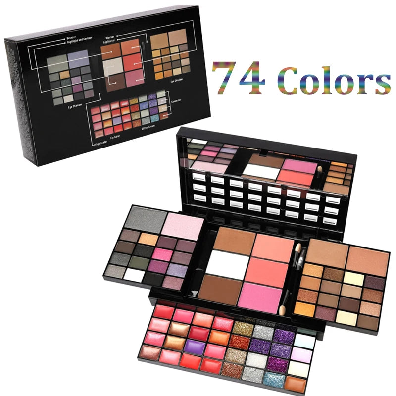 74-Color Makeup Palette – Eyeshadow, Lip Gloss & Blush