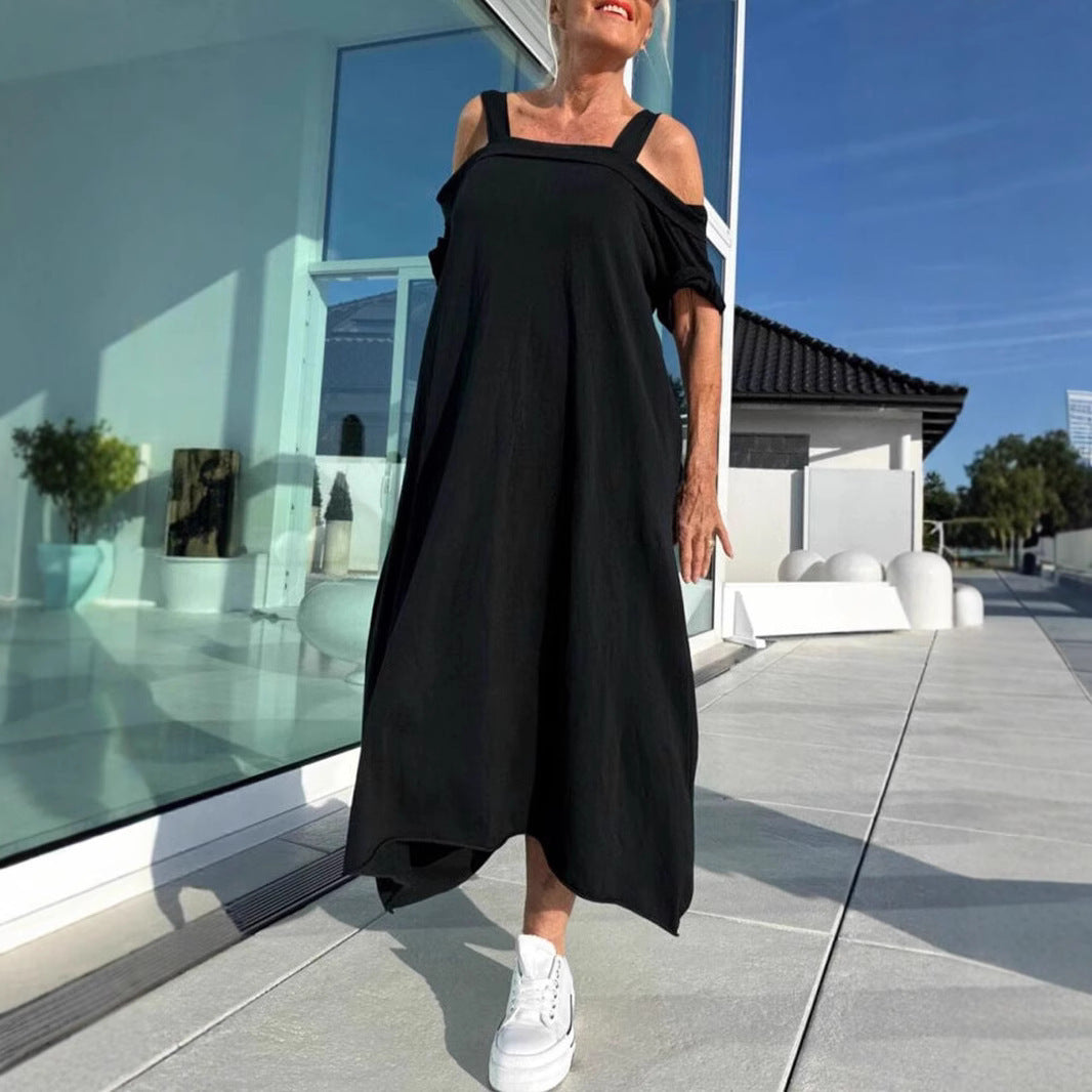 Robe Longue Ample en Coton avec Bretelles – Élégance et Confort au Quotidien