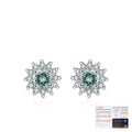Snowflake Green Moissanite Stud Earrings | Sterling Silver