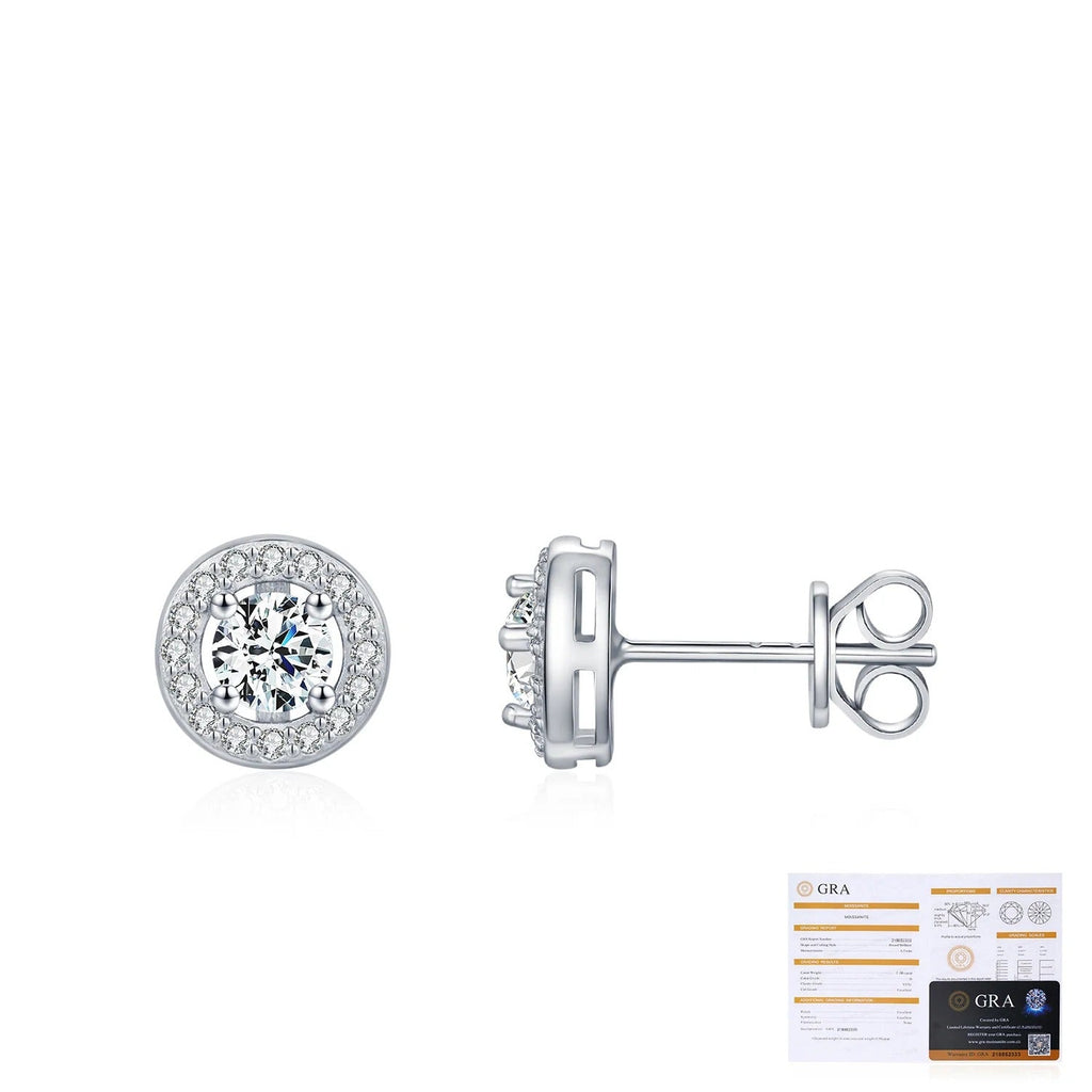 Round Moissanite Stud Earrings | Sterling Silver