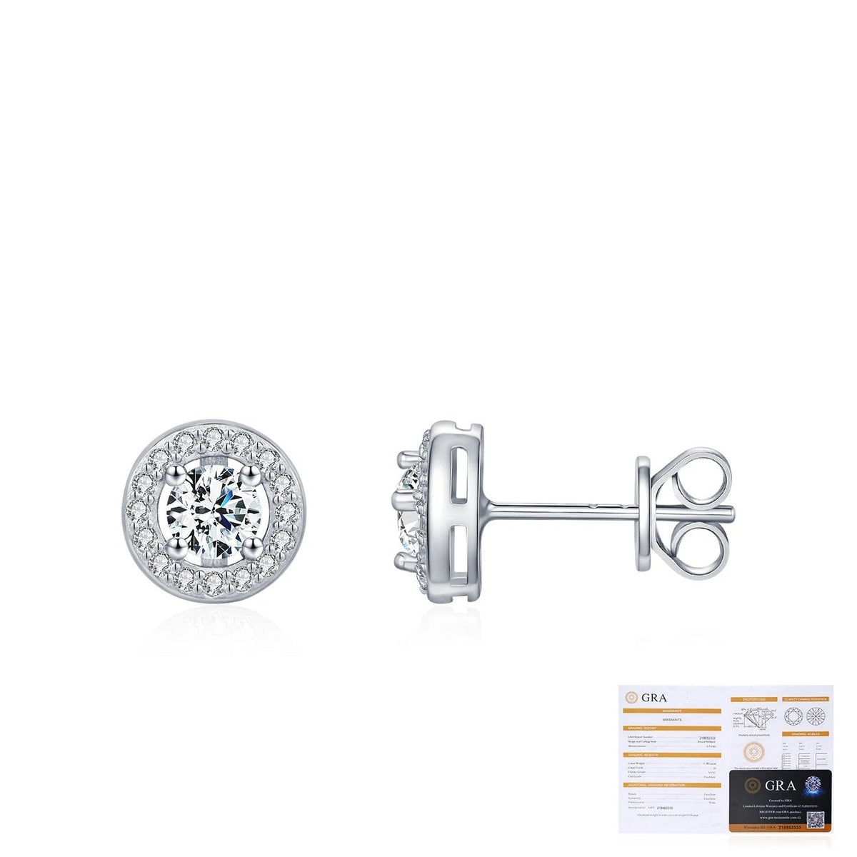 Round Moissanite Stud Earrings | Sterling Silver