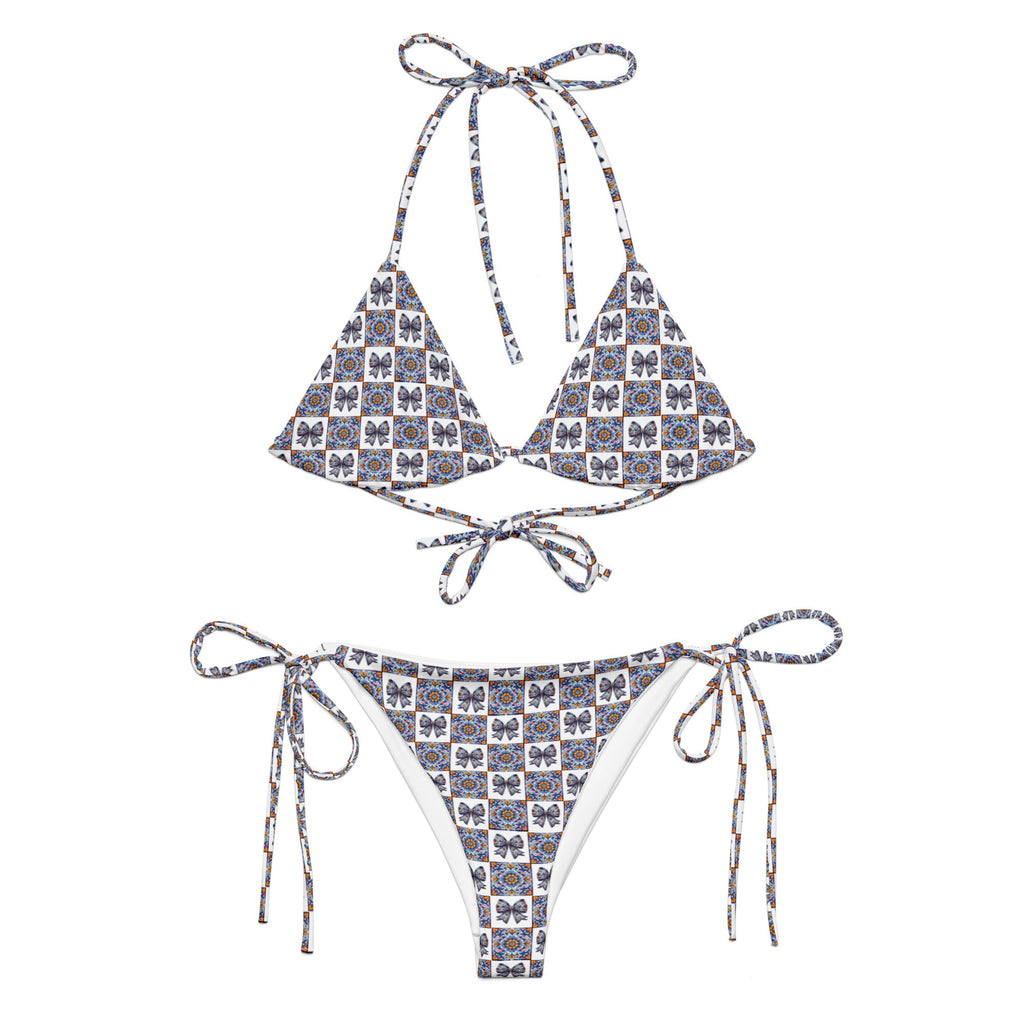 Talavera print bow string bikini