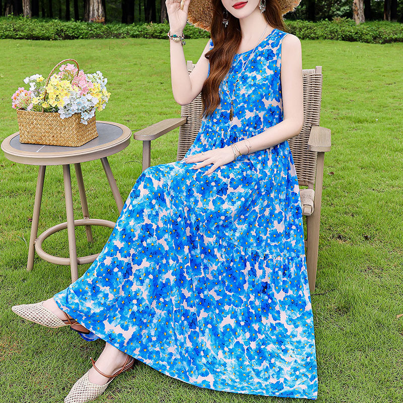 Robe d'été en soie et coton à porter en extérieur
