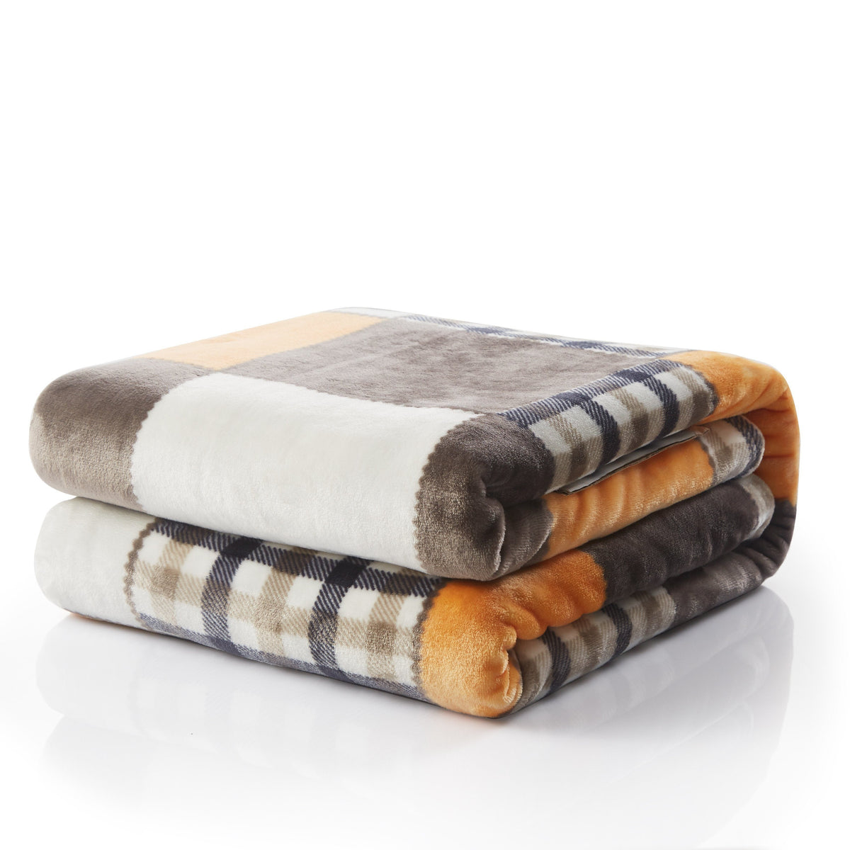 Fall Farmhouse Plaid Patchwork Fleece Throw