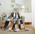 Farmhouse plaid patchwork fleece throw blanket